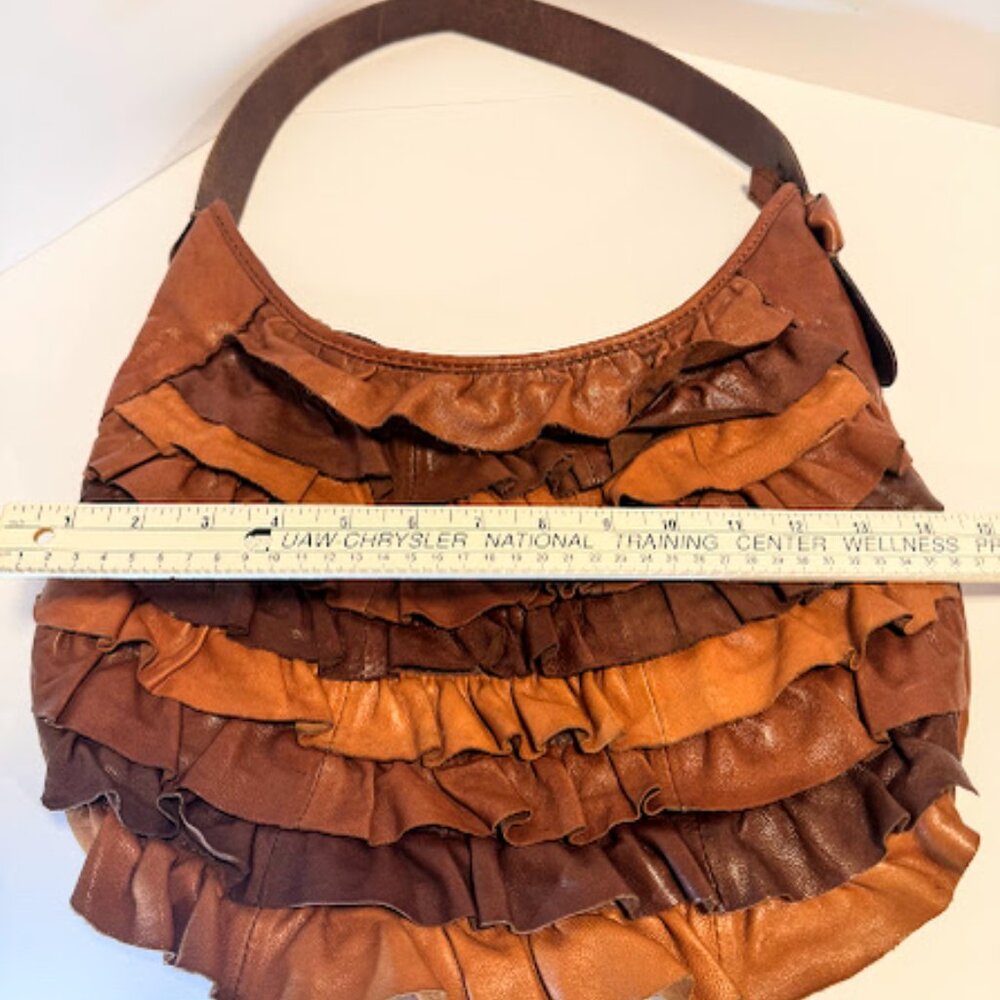 Lucky Brand Ruffled Crossbody Bag in Brown and Tan - Picture 2 of 10